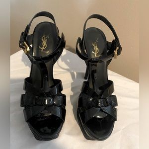YSL TRIBUTE PLATFORM SANDALS IN PATENT LEATHER SIZE 38